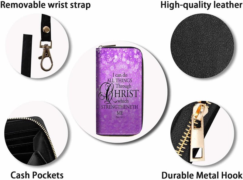 FQTBCEARI Hummingbird Flower Print Women Large Capacity Wallet PU Leather Zipper Clutch Purse for Smart Phone/Card/Coin/Cash - Image 4